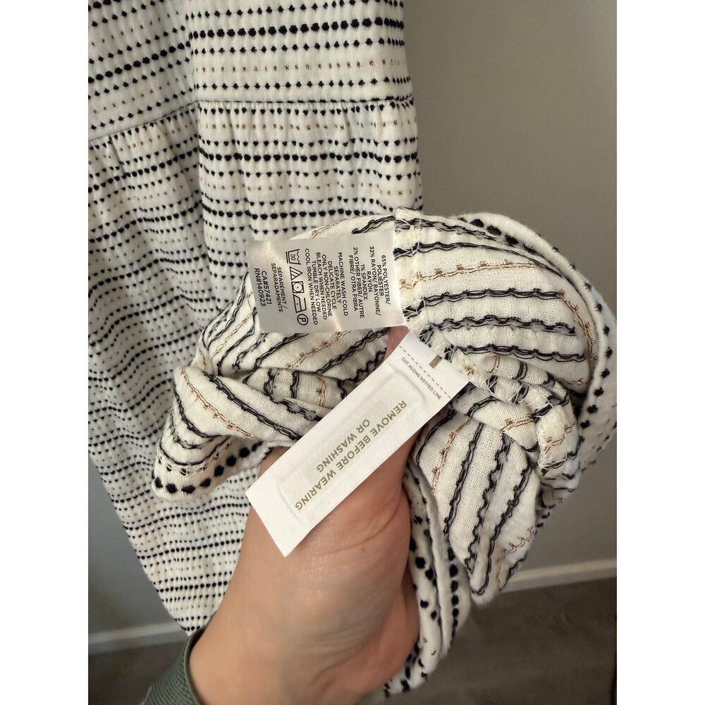 LOFT NWT White/Black/Gold Dot Stripe Knit Dress – Size Medium, MSRP $70 - Picture 6 of 10